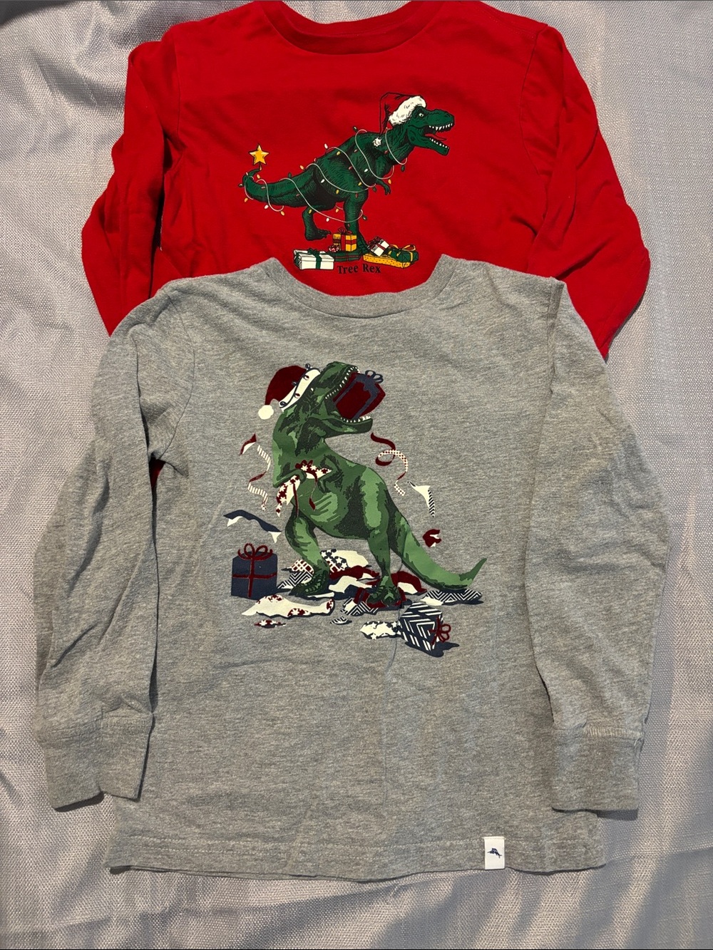 Tommy Bahama Kids Red & Gray Long-Sleeve Dino Holiday Tees